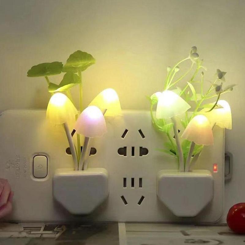 Đèn Ngủ LED, Thiết Kế Nấm Mơ Mộng Điều Khiển Bằng Ánh Sáng, 7 Màu, Đèn Ngủ Cảm Ứng, Có Nguồn Điện EU & US Và 220V, V8I6 6