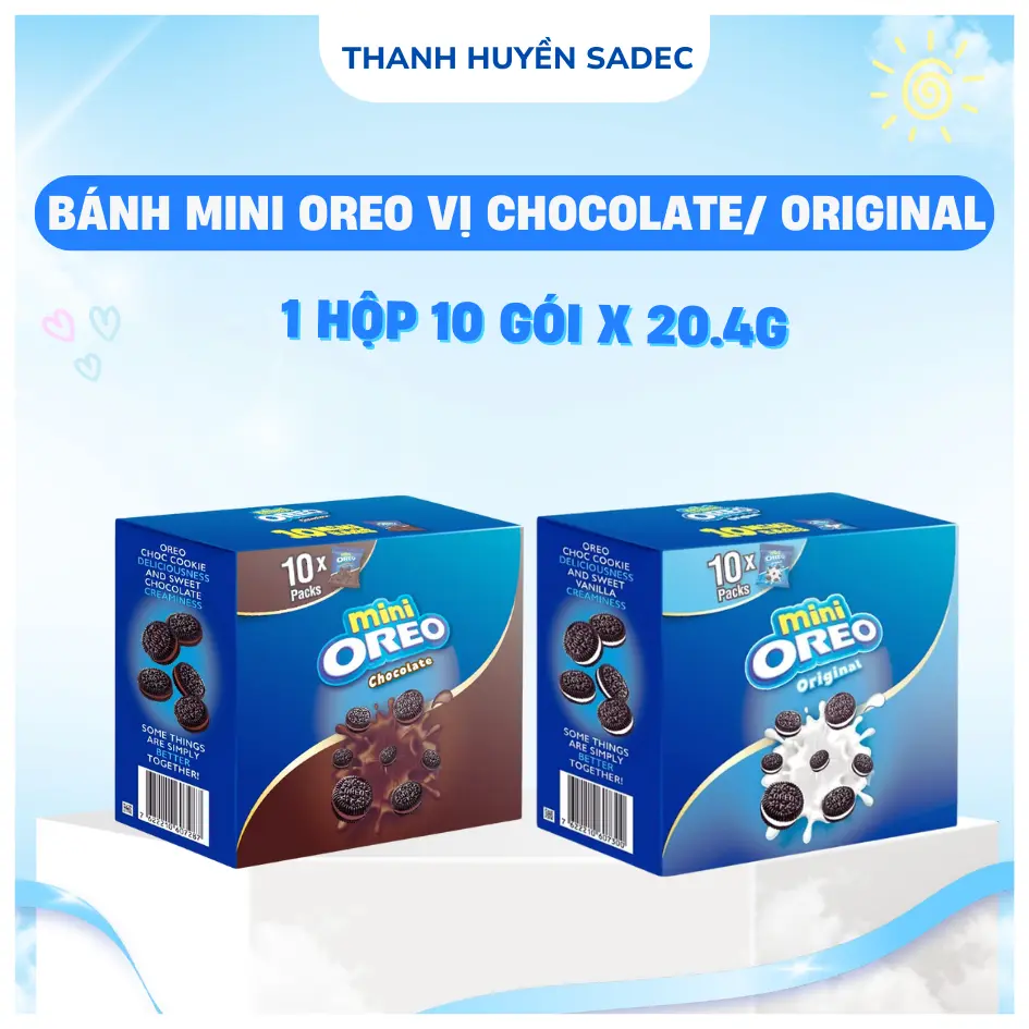 Bánh Mini Oreo Vị Chocolate, Original 10 Gói x 20.4g – Giòn Xốp, Ngọt Ngào, Dễ Thương