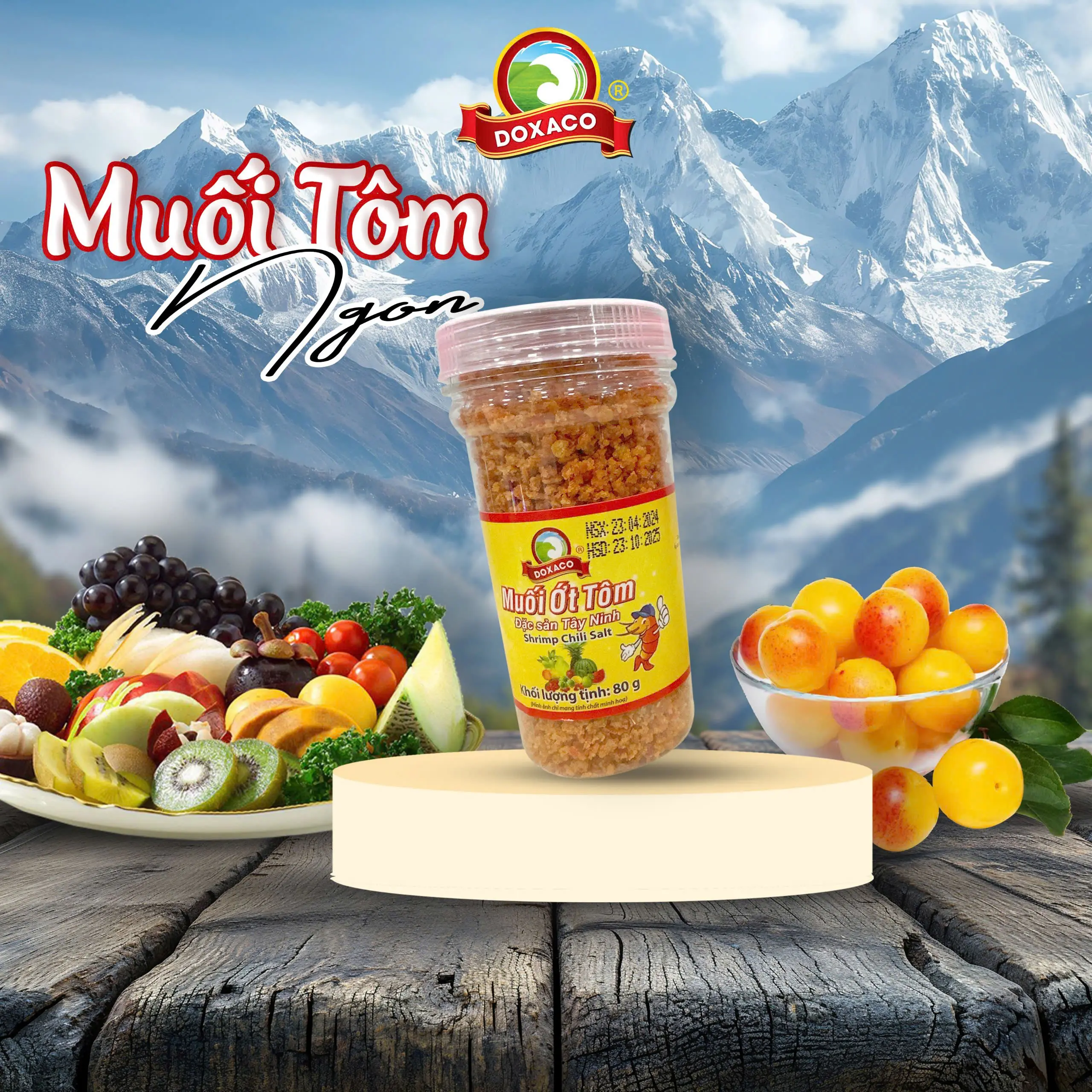 Muối Ớt Tôm Ngon Doxaco 80gr Dạng Hủ - Gia Vị Tuyệt Hảo Cho Trái Cây, Thịt Cá Và Món Kho Thêm Ngon Shrimp Salt Bột Bột