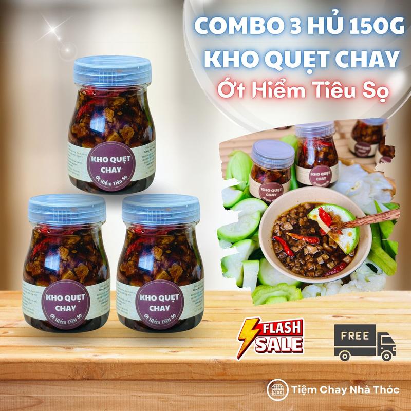 Combo 3 Hủ 150gram Kho Quẹt Chay Vị Ớt Hiểm Tiêu Sọ - Có Tóp Mỡ Siêu Ngon - Tiệm Chay Nhà Thóc Food