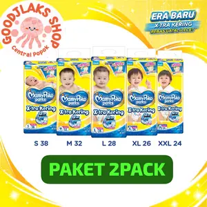 (2PACK) MAMYPOKO EKTRA KERING NBS44 S38 M32 L28 XL26 XXL24 Bayi Diapers Popok