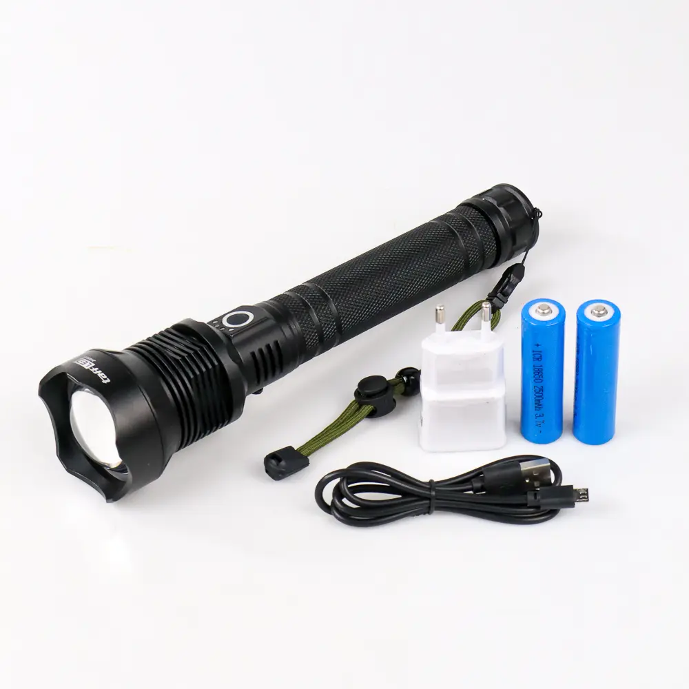 Senter LED XHP70.2 90000 Lumens / SENTER SUPER TERANG JARAK JAUH ZOOM Baterai Charger Lampu Usb