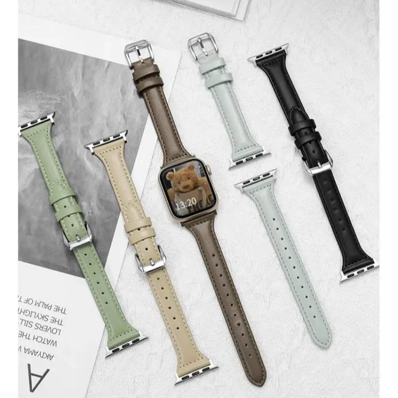 Fashionable Ultra-thin PU Leather Watch Band, 1 Count Replacement Watch Band Compatible with Apple Watch Series 9/8/7/6/5/4/SE Ultra, Smart Watch Accessories, Leather Watch Strap, Wearable 7