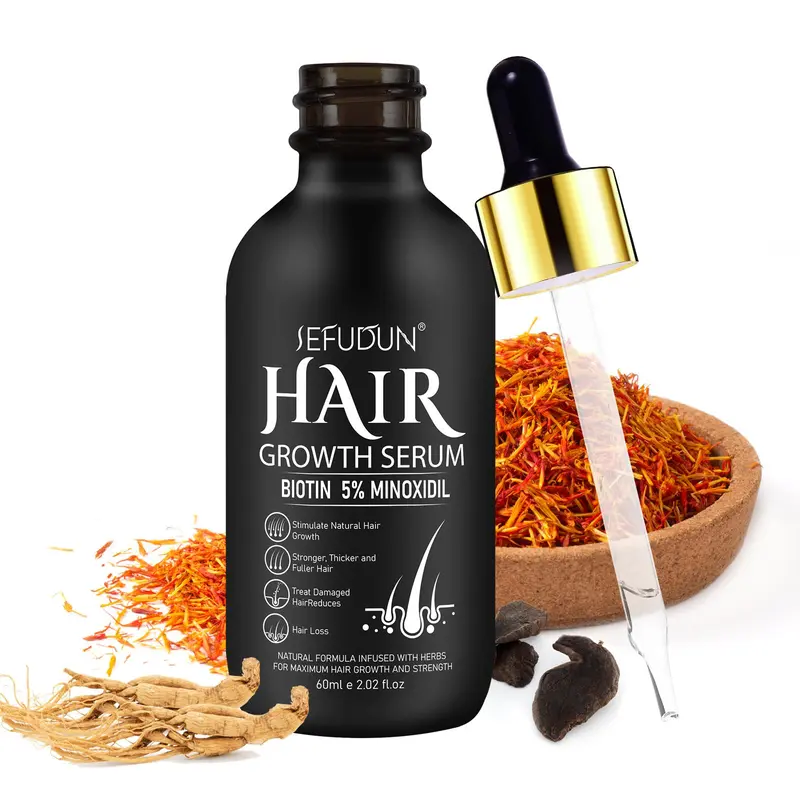 5% Minoxidil Hair Serum, Safe and Effective Hair Strengthening Serum with Biotin for Thinning Hair, Creat Fuller, Thicker Hair, Hair Care Product for Men & Women, Christmas Gift, Suitable for All Hair Types 5