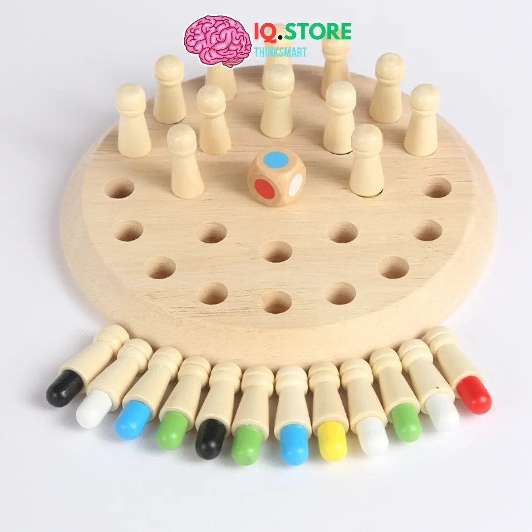 Cờ nhớ màu Memory Chess luyện trí nhớ thông minh nhiều màu sắc - Đồ chơi cờ gỗ trí tuệ rèn luyện khả năng tư duy cho bé