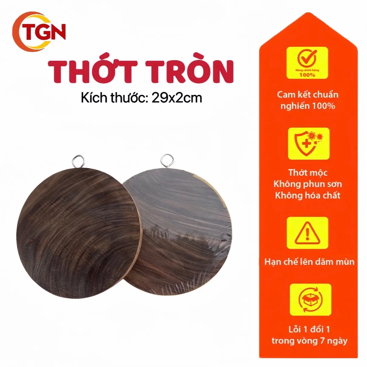 THỚT GỖ NGHIẾN TRÒN - 29CM DÀY 2CM - CẮT THÁI