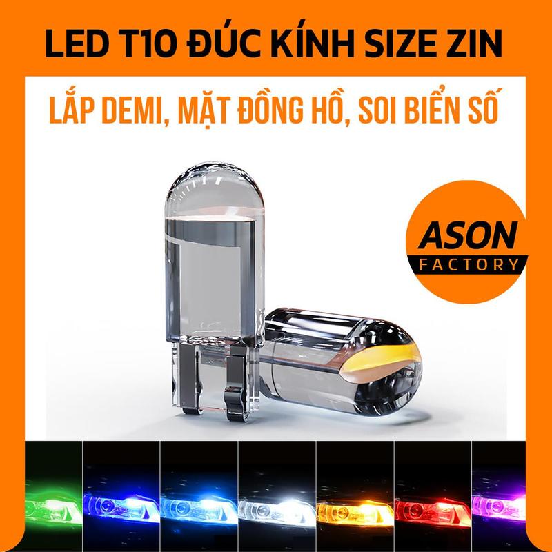 Bóng LED T10 đúc kính xe máy lắp thay thế demi, mặt đồng hồ, báo số, soi biển…