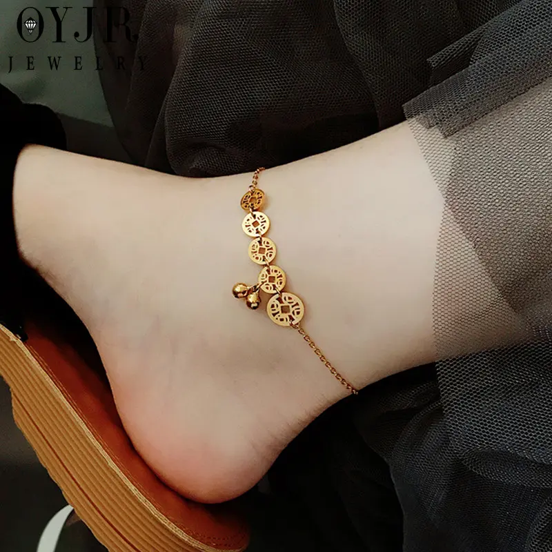 OYJR Vòng chân nữ nhỏ xinh Hình dạng đồng cổ chuông trung quốc style quà sinh nhật 4