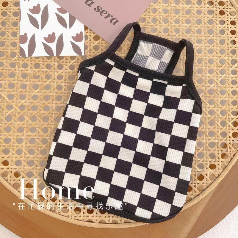 Product Introduction of baju raya kucing real dog shoes bajulebarankucingcore cat gogglesPet Clothes for Dogs and Cats Spring Summer Checkered Home Strap Vest Teddy Bichon Sun Protection Breathable Cool Shirt 4