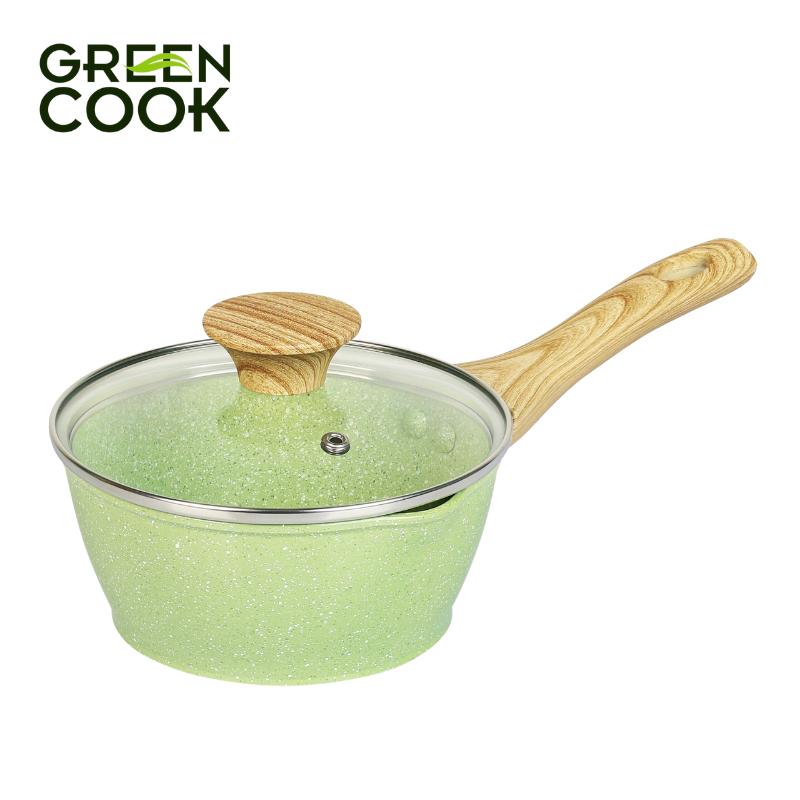 Nồi đúc men đá ceramic miệng rót Green Cook GCS231-16IH màu xanh 9 lớp chống dính sử dụng được trên tất cả các loại bếp - greencook