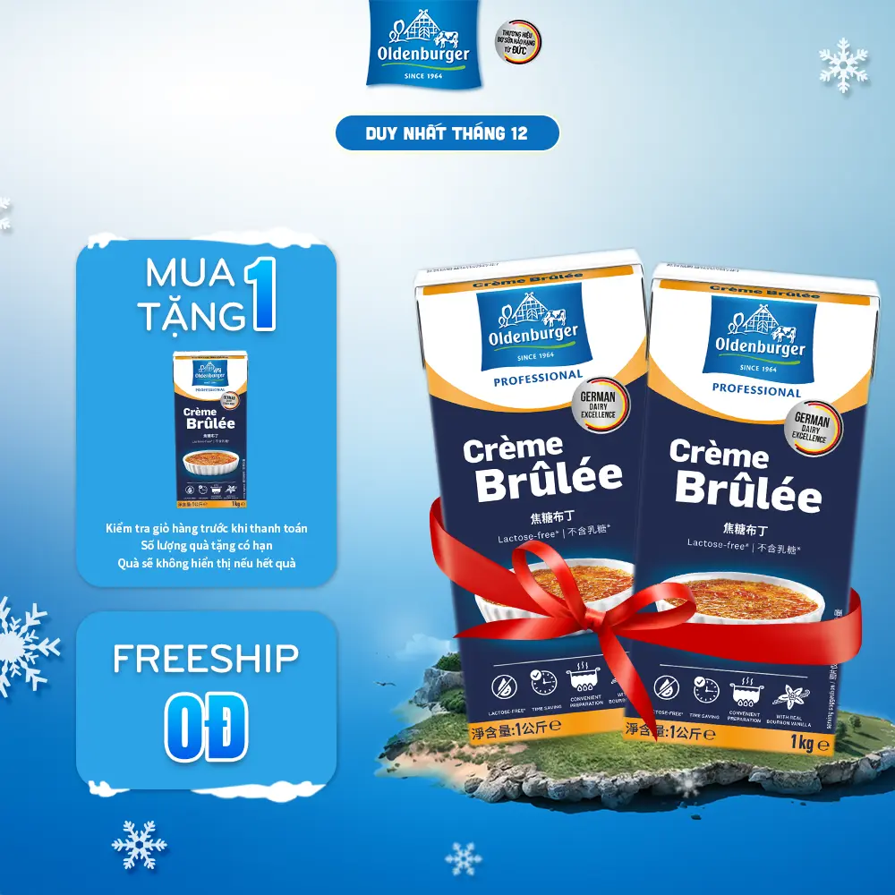 Combo 2 hộp kem nấu món tráng miệng Creme Brulee hiệu Oldenburger (hộp 1L) [DATE 04/2025]