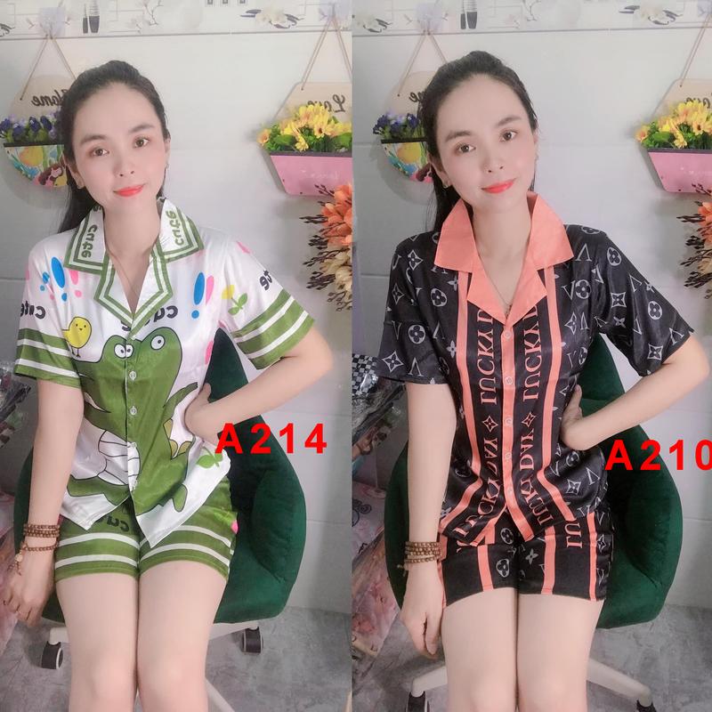   38 tới 70kg vải lụa xước  Bộ Đồ Ngủ Pijama tay ngắn quần ngắn mềm mướt Nữ Women 