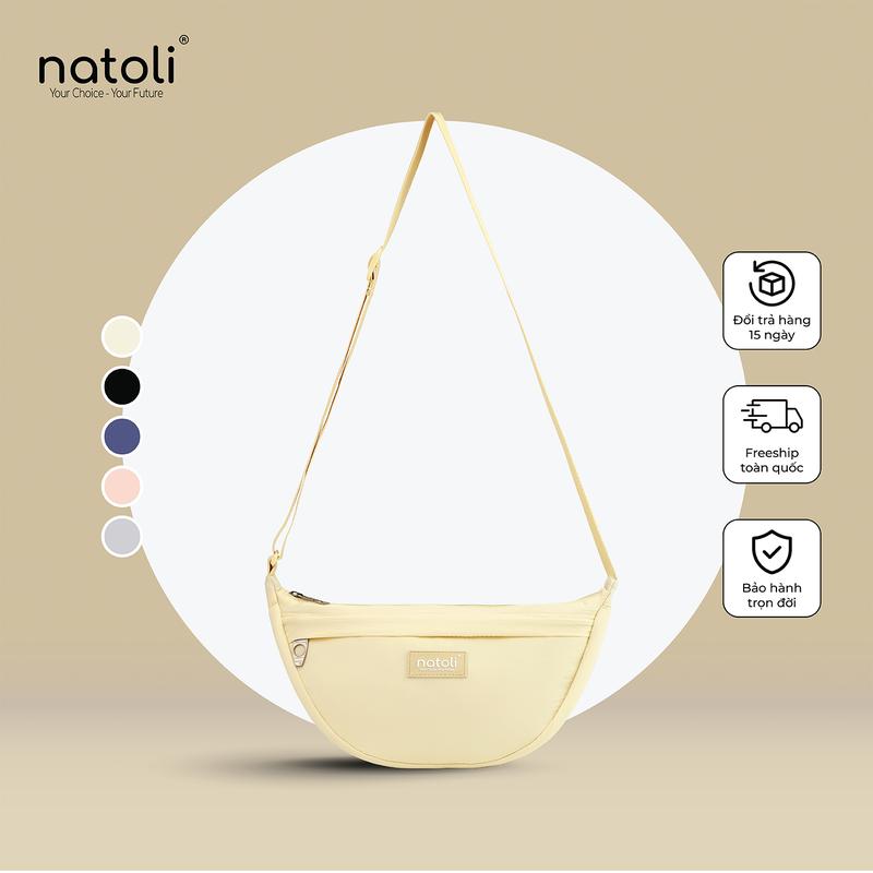 Túi đeo vai nữ NATOLI túi bánh bao chần bông vải canvas chống nước tốt-Soft Touch Crossbag T26