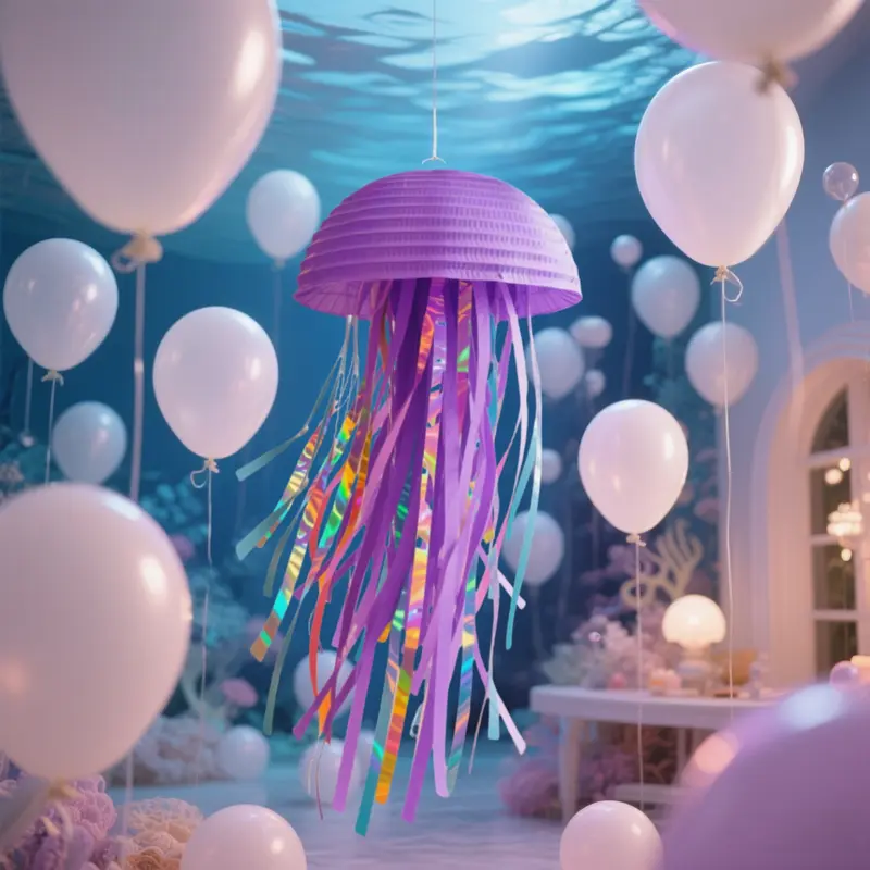 Paper Jellyfish Design Hanging Decoration, 1 Count Under The Sea Themed Hanging Ornament, Decorative Hanging Decor for Home Party & Wedding 7