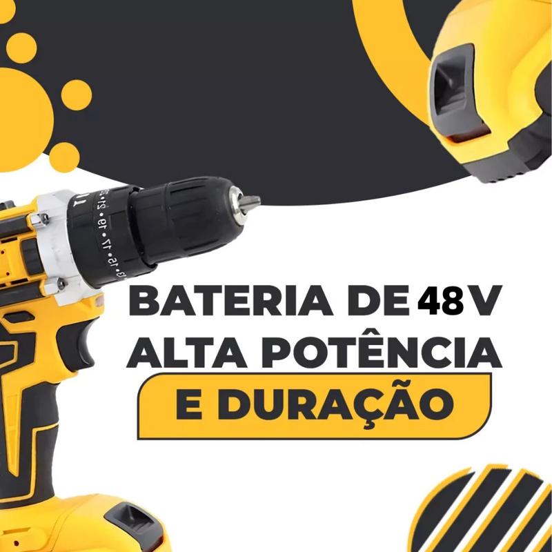 Parafusadeira Furadeira 48V 2 Baterias Com Maleta e acessórios