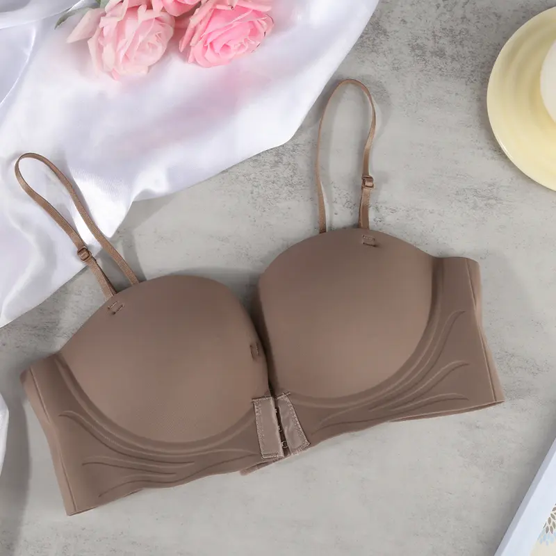 Áo Ngực Không Dây, Thoải Mái, Chống Trượt, Thích Hợp Cho Phụ Nữ Với Ngực Nhỏ Vô Hình Và Liền Mạch, Áo Ngực Nút Phía Trước 2