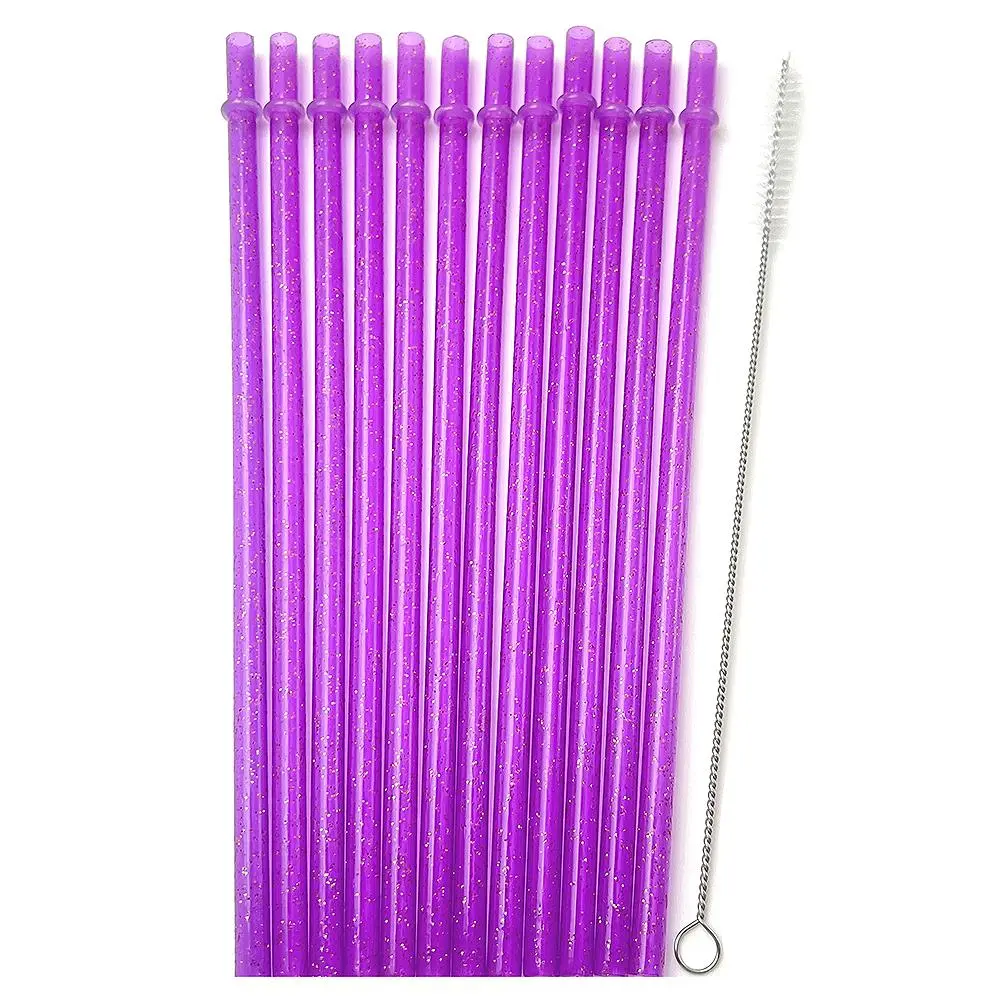 Reusable Drinking Straw, 12/24/36pcs Colorful Plastic Straws with 1 Cleaning Brush, Translucent Drinking Straw, Party Supplies