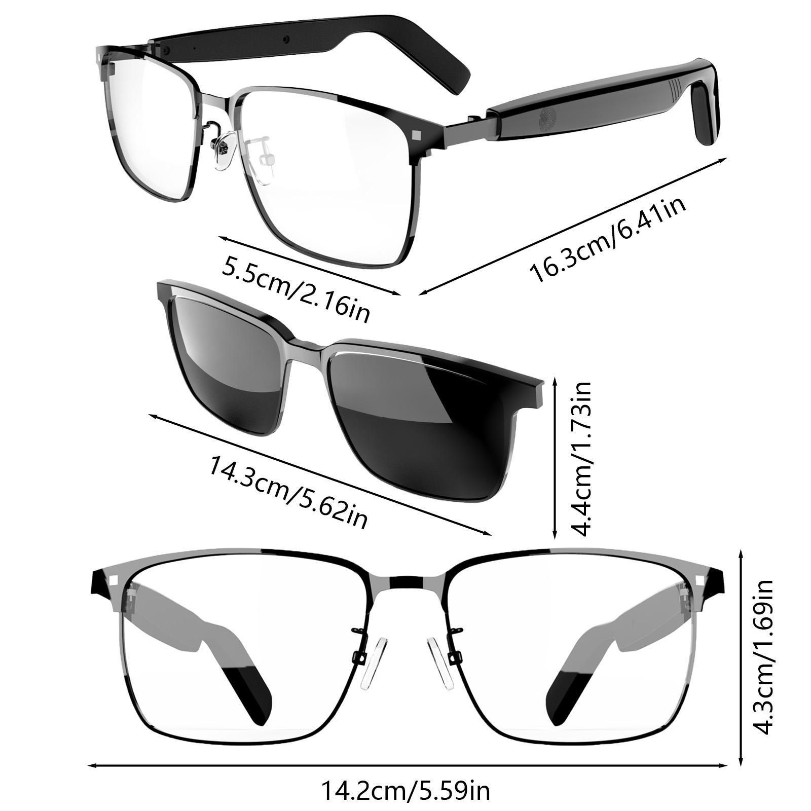 Wireless Smart Glasses with Wireless, Blue Light Filter, Built-in Speaker Stylish Black Frame, Music Playback and Calls