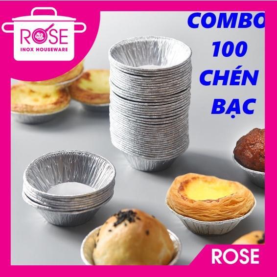 Set 100 Đế Cốc Chén Giấy Bạc Lót Khuôn Nướng Bánh Tart Trứng - Chén Bạc nướng hàu trứng mỡ hành