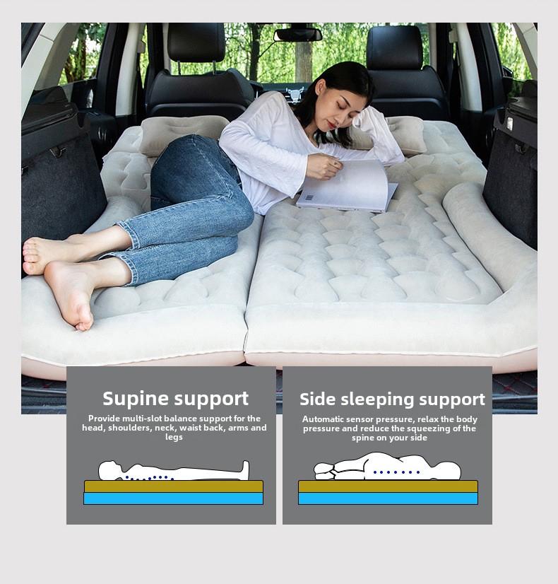 Product Introduction of Off-Road SUV Rear Seat Inflatable Mattress Portable Dual-Use Car Mattress Flocked Multi-Functional Inflatable Mattress 4
