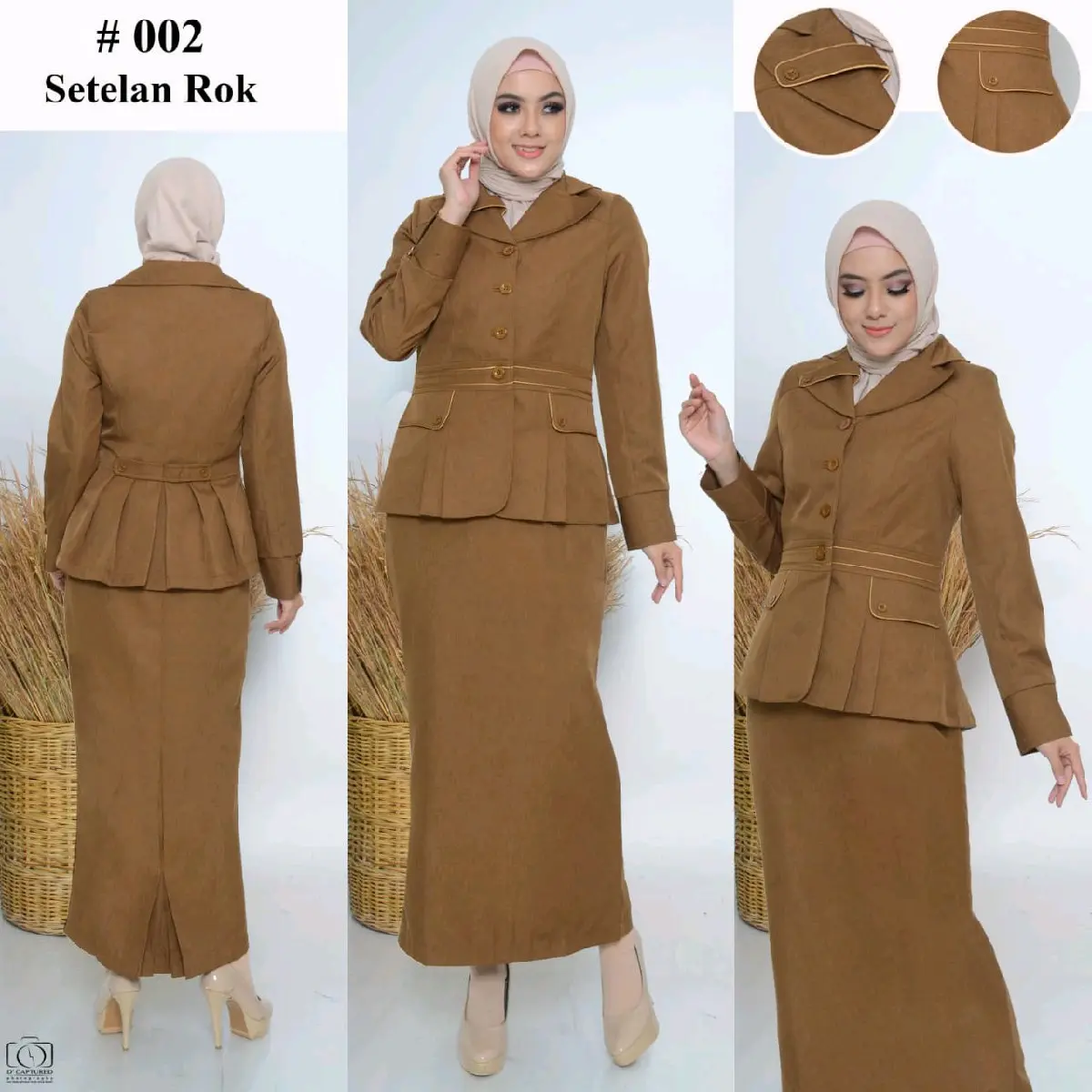 SERAGAM KERJA DINAS WANITA KHAKY TUA JUNGKIS KRAH LIDAH BAHAN KATUN FREE HIJAB