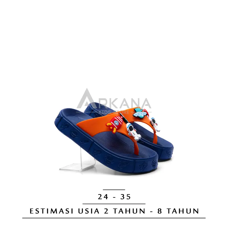 Oricon Sandal anak laki-laki Model Jepit karakter Astronout Lucu Terbaru 2 - 8 tahun Abu Biru 4