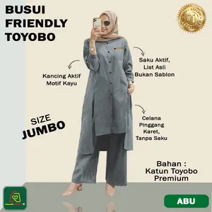 LPM 26782 BUSUI FRIENDLY TOYOBO Katun Setelan Baju Celana Wanita Menyusui Lengan Panjang Jumbo XL-XXXL