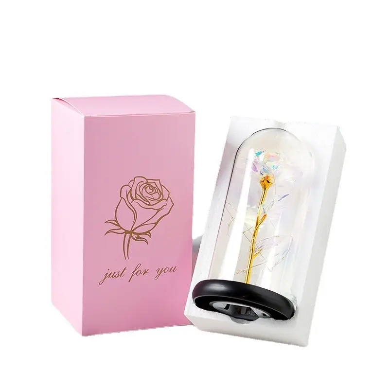 Đèn Hoa Hồng Vĩnh Cửu, Mẫu Đơn Giản, 1 Bông Hoa, Nắp Chụp Kính, Đế Nhựa, Quà Tặng, Tình Yêu 5