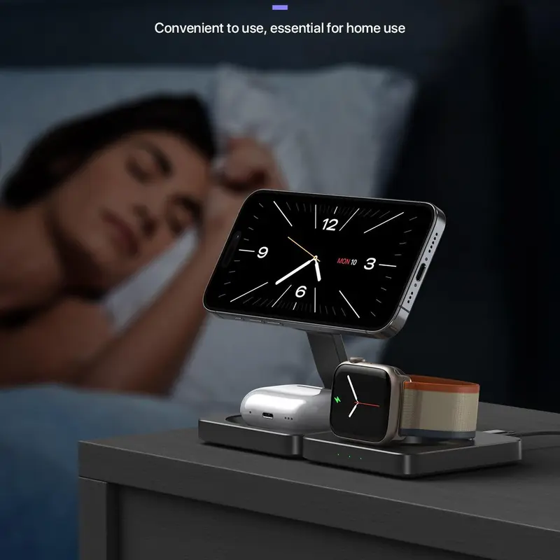 3 in 1 Wireless Charger, Multifunctional Wireless Charging Stand, Portable Charging Station for Phone, Watch & Earphone, Electronic, Charger Set, Mobile, Cellphone 3