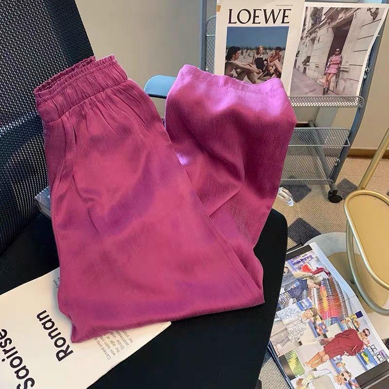 Product Introduction of Quần Ống Rộng, Chất Liệu Lụa Satin Lạnh Màu Tím, Dành Cho Nữ, Thích Hợp Cho Mùa Hè, Hàng Mới Về Năm 2025, Thiết Kế Thẳng thụng Cao Cấp, Dáng Rộng Vừa Vặn, Quần Thường Ngày 6