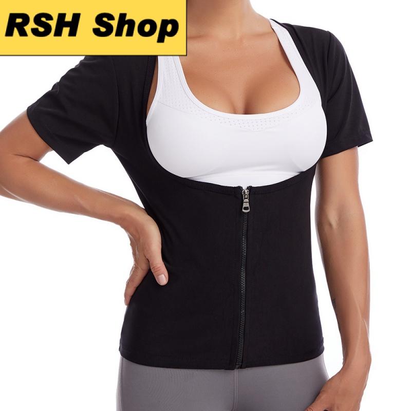 Áo Vest Sauna Shrit, ngắn Tay, Dành Cho Nữ, Bẫy Nhiệt, Bộ Đồ Sauna, Quần Định Hình Cơ Thể, Thích Hợp Để Tập Luyện, Yoga, Thể Dục, Áo Tập Luyện Luyện, Đồ Định Hình 2