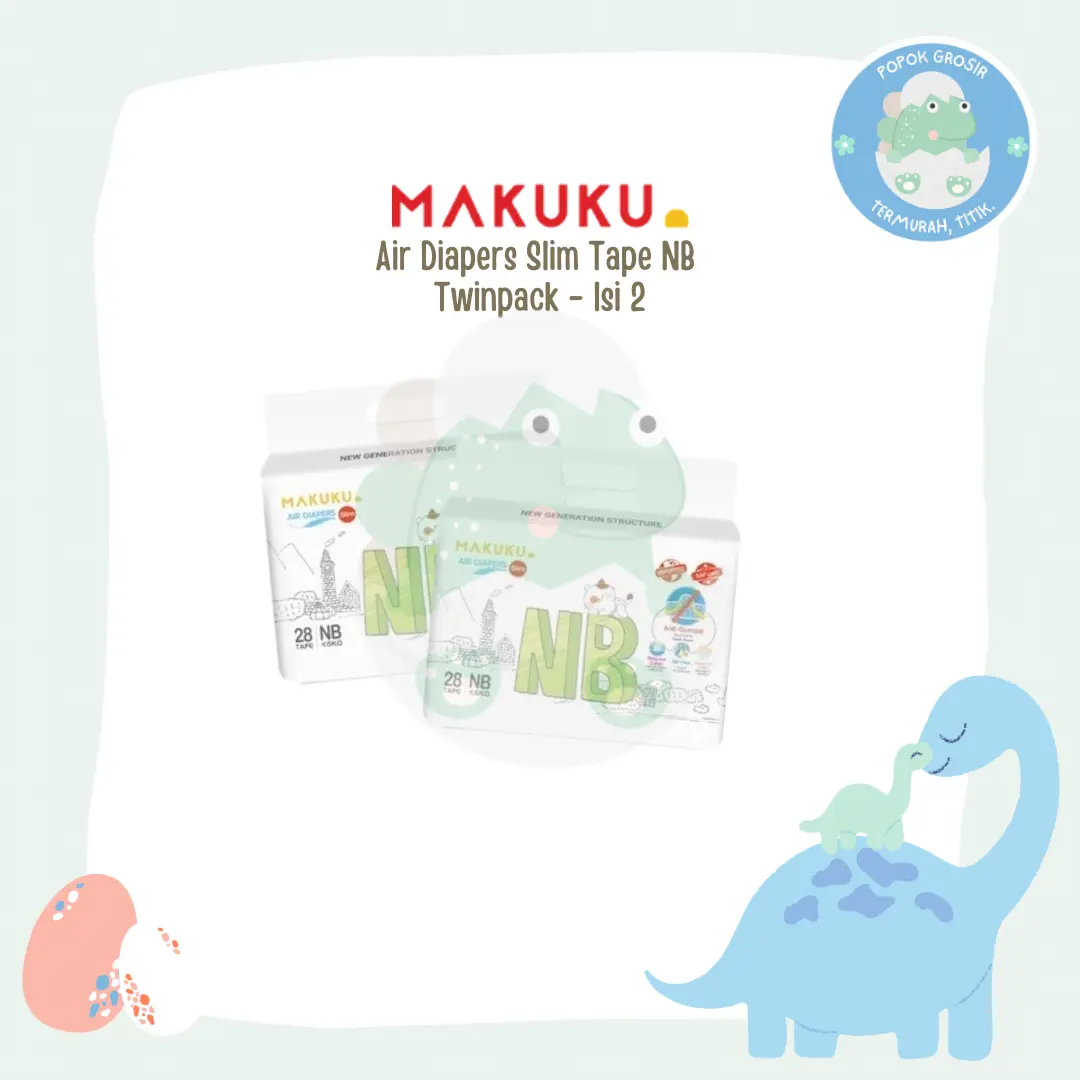 ( ISI 2 ) MAKUKU AIR DIAPERS SLIM POPOK BAYI TAPE / PANTS (NB/S/M/L/XL/XXL)