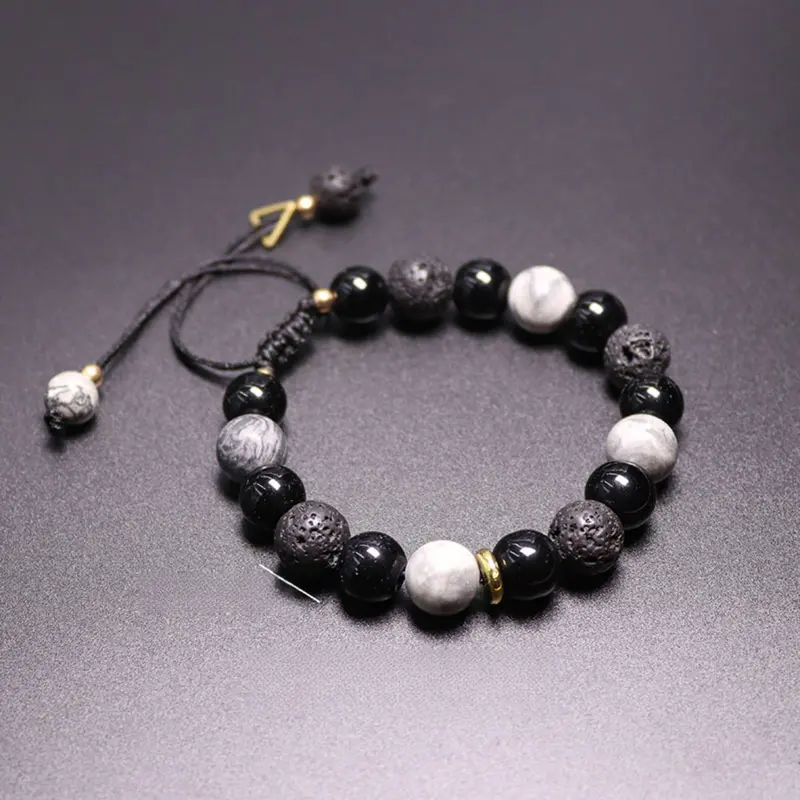 Vòng Tay Obsidian, Dành Cho Nam Giới, Vòng Tay Hạt Đá Núi Lửa Cao Cấp, Thích Hợp Làm Quà Tặng Bạn Trai 5