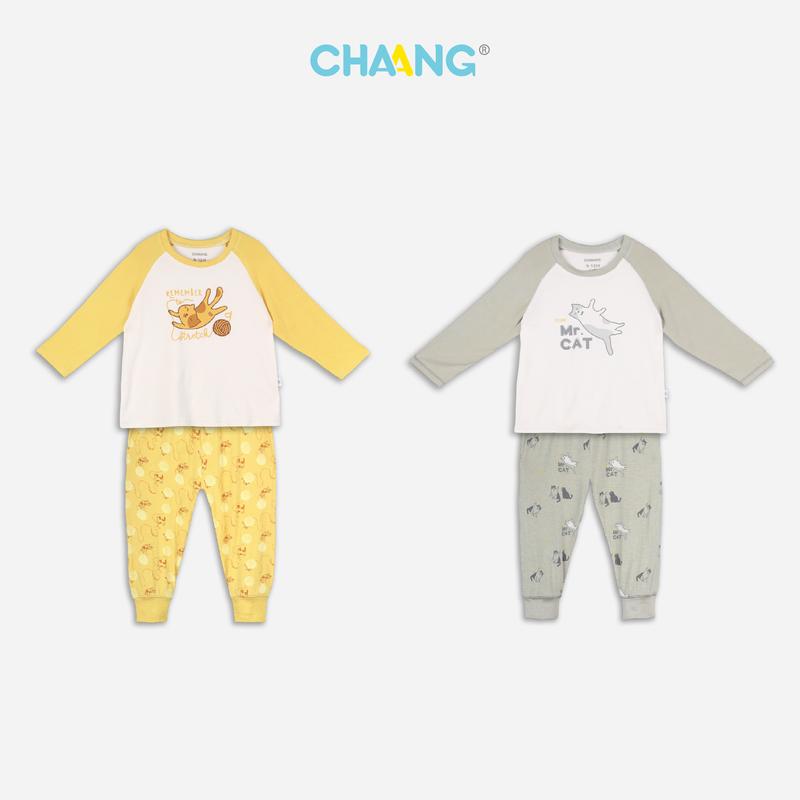 [3M-5Y] Bộ quần áo raglan dài tay bé trai Mèo Chaang