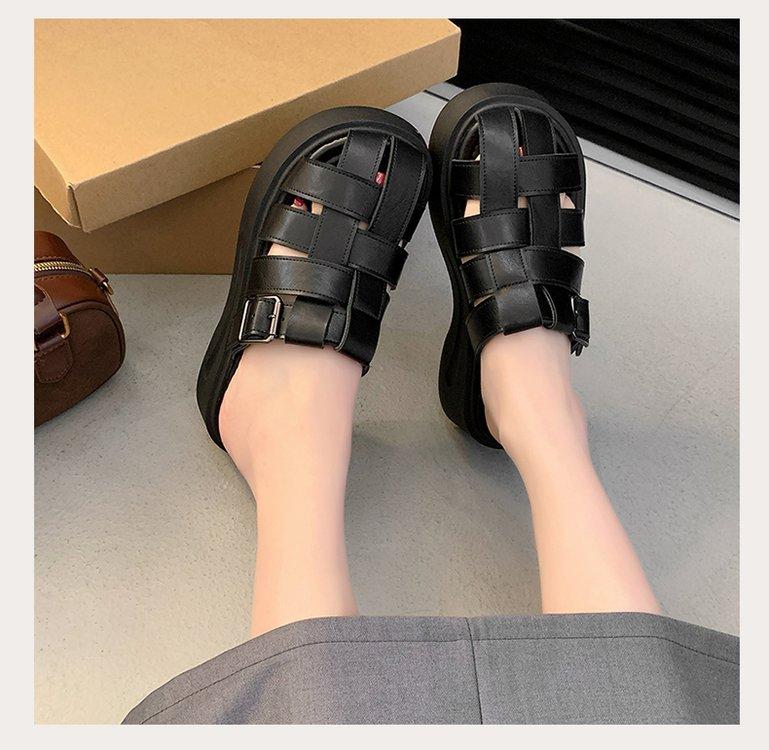 Product Introduction of Thick Sole Closed Toe Woven Half Slippers for Women 2025 Summer New Comfortable Lightweight Slip-On Casual One-Word Slippers 17
