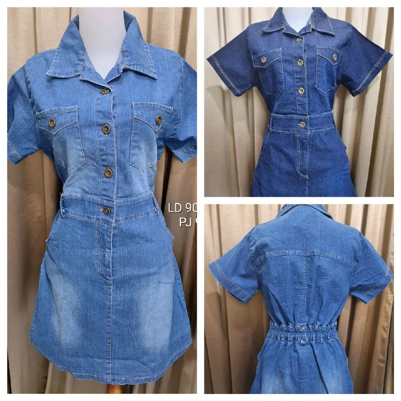 Dress Jeans Wanita Full Kancing Aktif Bisa Busui V-17 0
