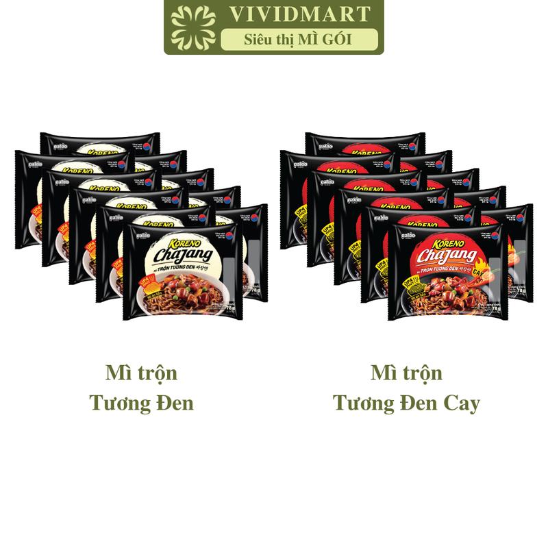 SET 10 GÓI - PALDO - Mì trộn Koreno Chajang 2 vị: Tương đen Tương đen cay mì Koreno Úp 4p mì Koreno Chachang 78g gói