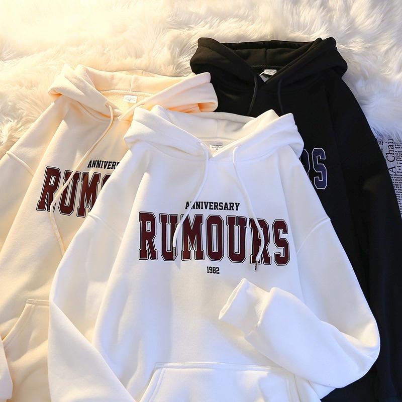 Áo hoodie mũ 2 lớp form rộng tay bồng chất nỉ cotton RUMOURS Menswear Dài Tay