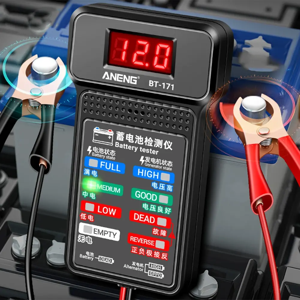 BT-171 Battery Tester Blue Green Multi Function Red White Yellow 12V Battery Start Tester ABS Insulation Material