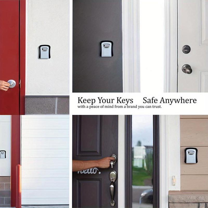 Key Lock Plastic Box, Wall Mount For Keys, 4 Digit Combination With Resettable Code With A B Switch, Indoor Outdoor Waterproof House Plastic Key, Lockbox For Spare House Keys 5