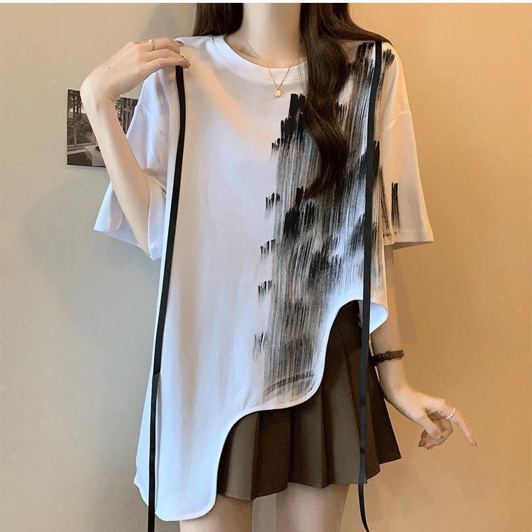 Atasan Kaos Wanita Dewasa Import Cuttingan Gelombang Tye Dye Tali Korean Style 3