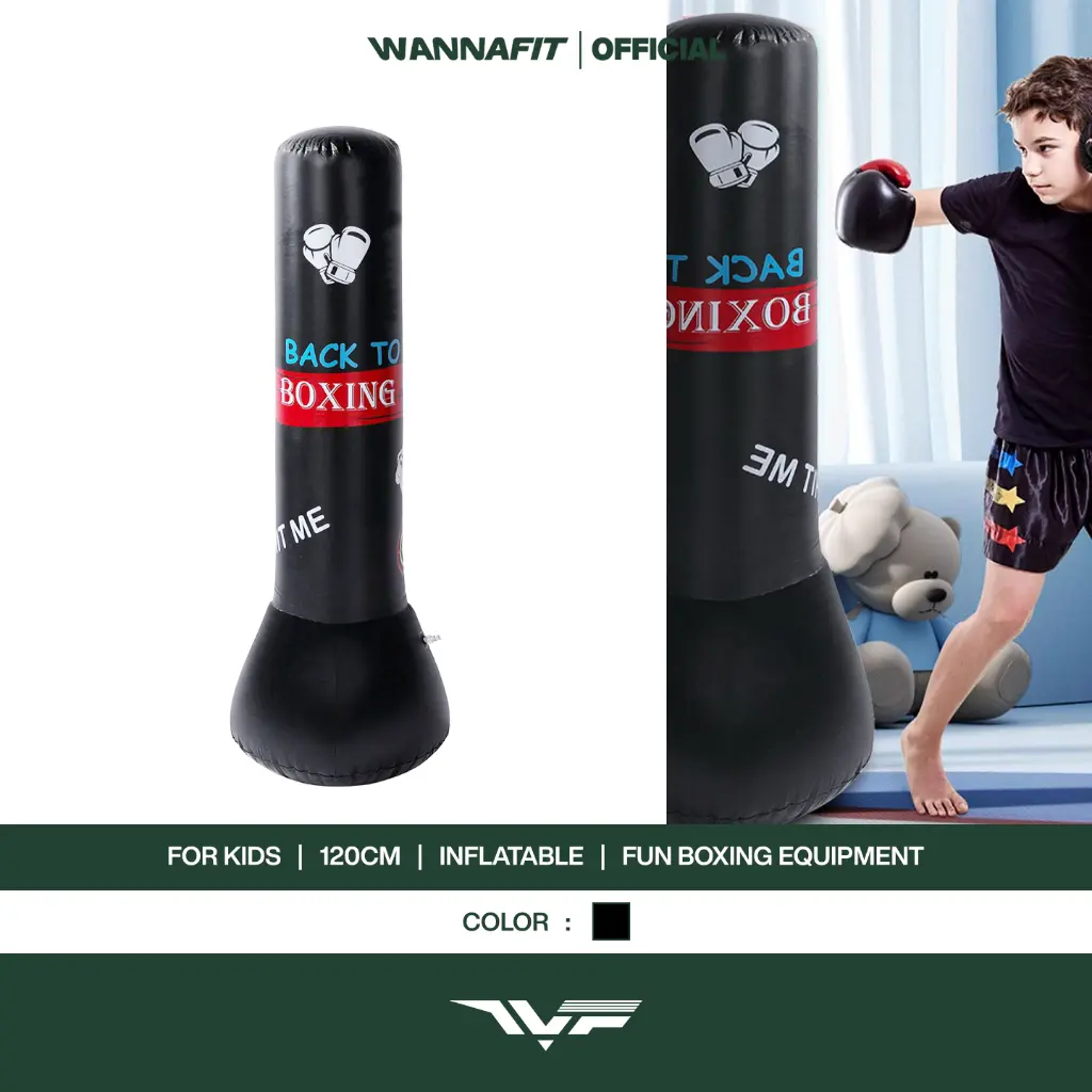 WANNAFIT Samsak Tinju Anak Model Tiup 120cm | Inflatable Kids Boxing Bag | Peralatan Tinju