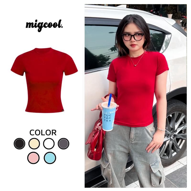Áo thun MIGCOOL Baby tee basic, áo thun form ôm, baby tee ôm body co dãn 4 chiều 100% cotton