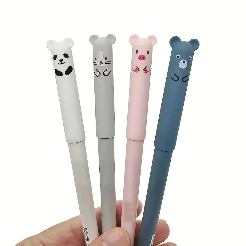 4pcs/set Cartoon Animal Design Erasable Gel Pen, Cute Writing Gel Pen, Stationery Supplies for School Office Use 7