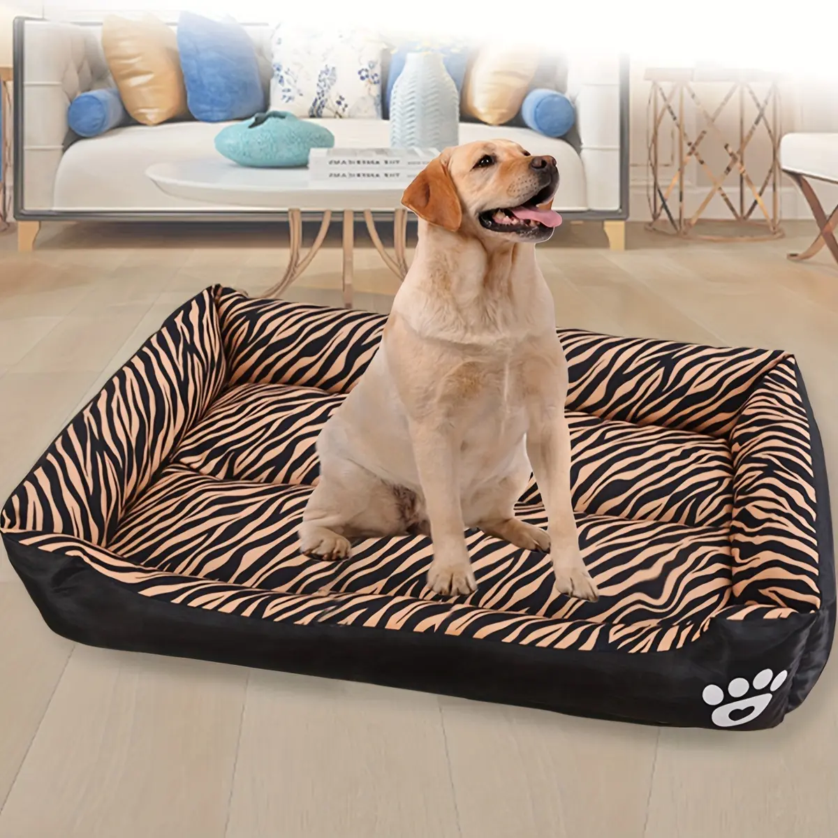 [Multiple Sizes Non-Slip Dog Bed] Plush Comfort Dog Bed Mat with Non-Slip Bottom, Multiple Sizes - Polyester Fiber Fill, Rectangle Shape for Extra Small to Large Breeds, Machine Washable Pet Bed with Soft Edging