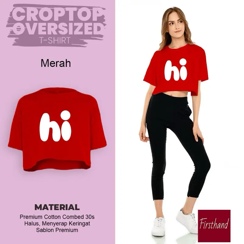Baju Crop Oversize Kaos Branded Kaos Oversize Crop Top Atasan Premium Wanita Combed