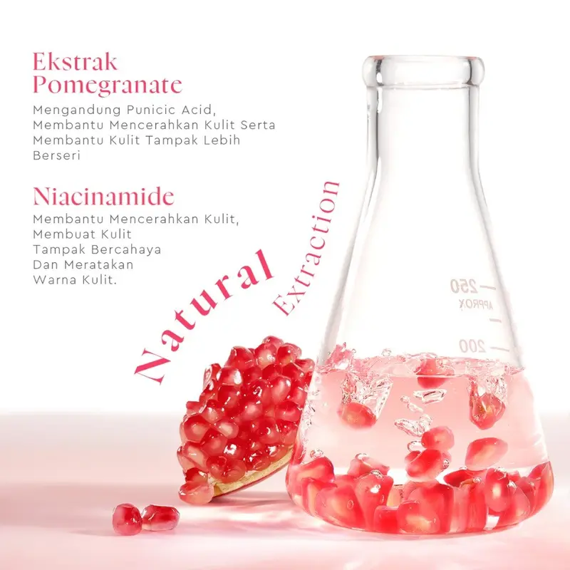 【NEW LAUNCH】GLAD2GLOW POMEGRANATE NIACINAMIDE BRIGHTENING TONER Whitening Mencerahkan dan meratakan warna kulit Menenangkan kulit kemerahan, mengunci kelembapan 2