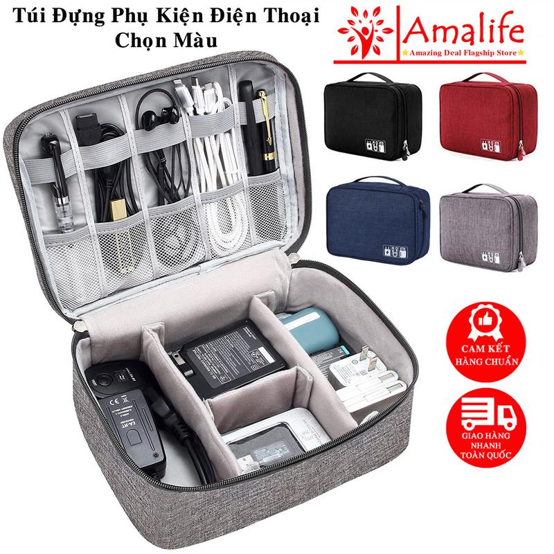 Túi Đựng Phụ Kiện Công Nghệ Chống Nước Chống Sốc Nhiều Ngăn Chính Hãng Amalife – Túi Để Phụ Kiện Điện Thoại Máy Tính Bảng