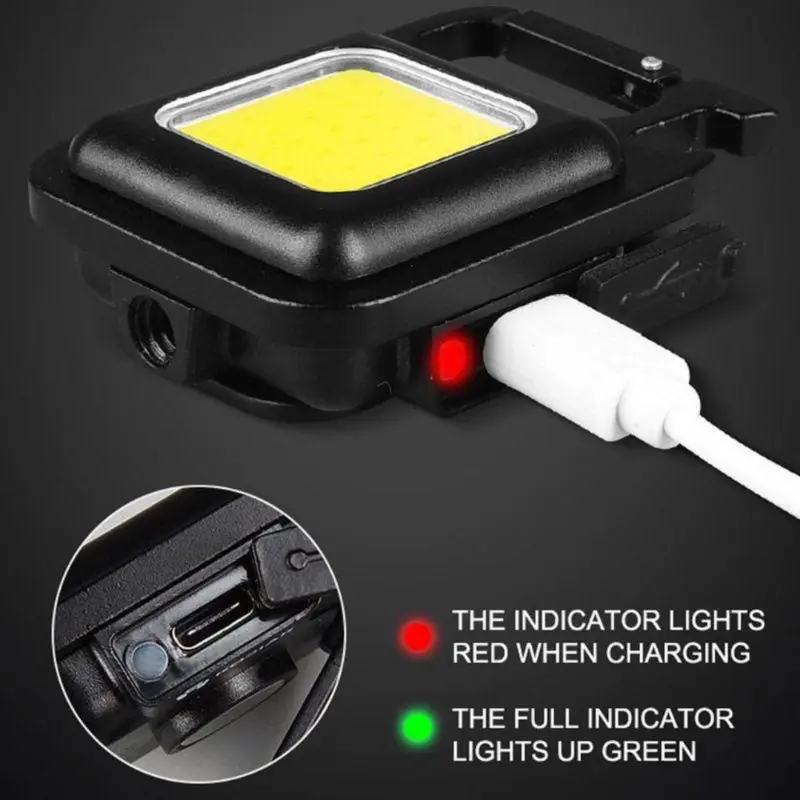 Lampu Senter Led COB Mini USB Charger Model Gantungan Kunci Multifungsi Super Terang 4
