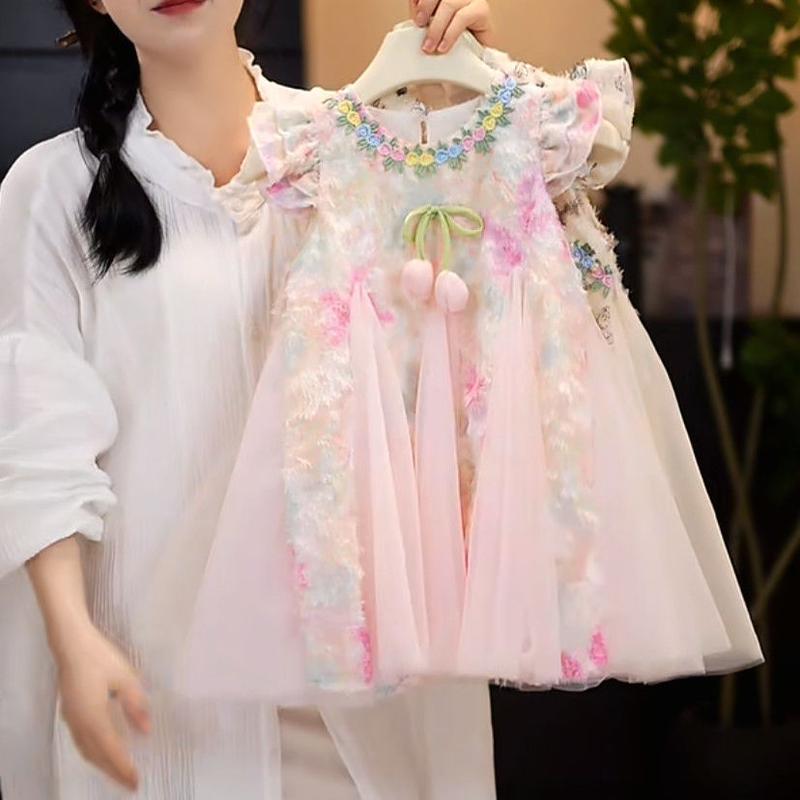 Váy Mùa Hè Cho Bé Gái, Phong Cách Trung Quốc Mới, Váy Thời Trang Trẻ Em, Váy Mùa Hè, Phong Cách Công Chúa Hanfu, Cho Bé Gái, 2025